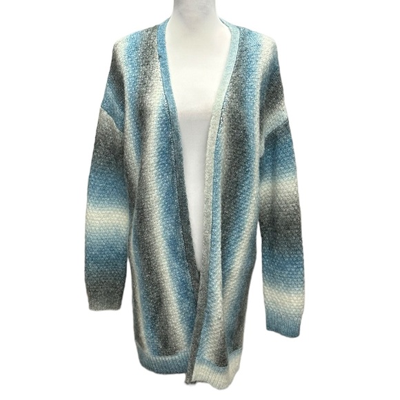 AP•NY Open Front Cardigan With Shades of Blue,‎ Gray & Cream. Size S - Picture 1 of 9